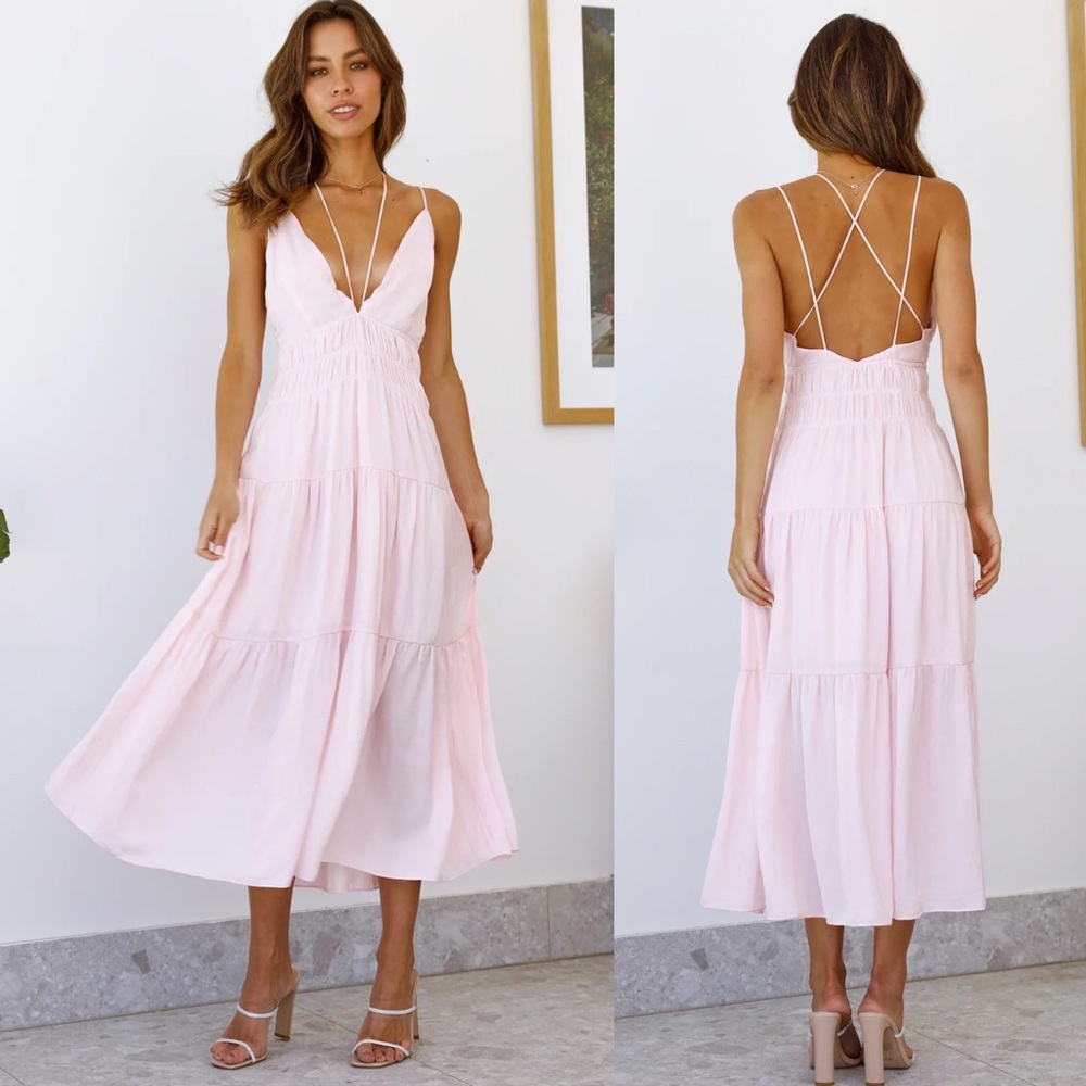 Hello Molly Scattered Hearts Midi Dress Ballet Pink